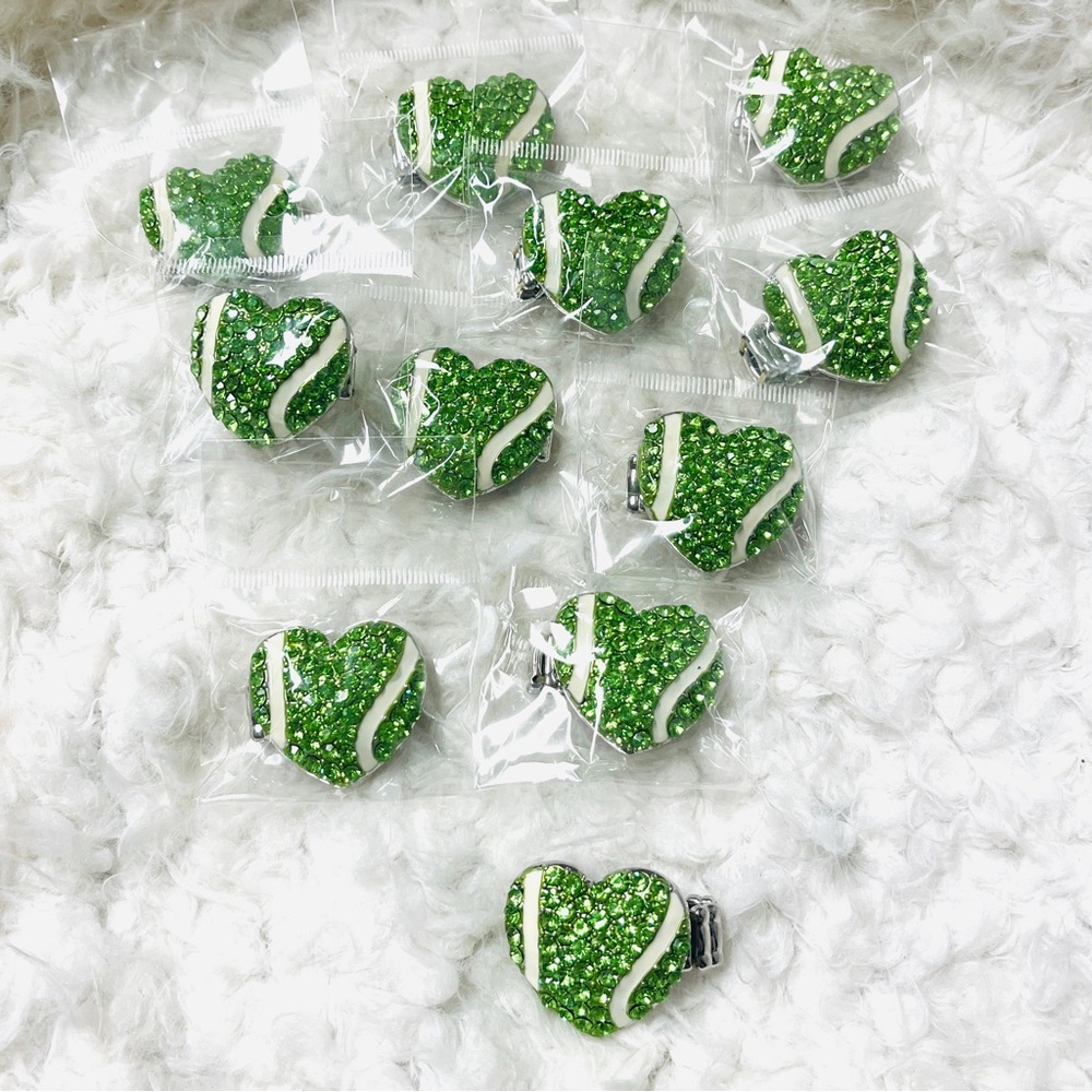 Rings Bundle NWT heart shape pack of 12, sold As Is, green rhinestones, Resell!
